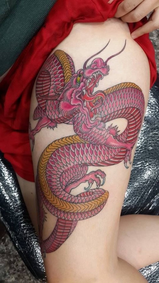 Dragon tattoo  red girl