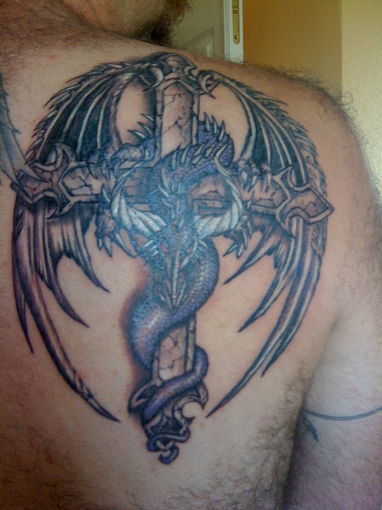 Dragon tattoo  with cross