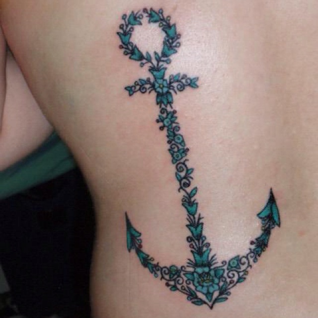 Green anchor tattoo