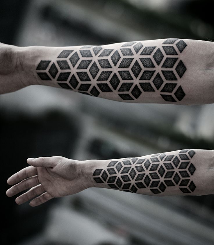 Hand tattoo rectangular geometric