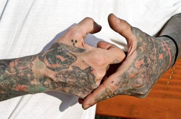 Hands prison tattoos