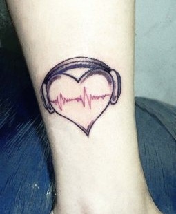 Heart and love  music tattoo