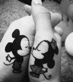 Kissing mousers cartoon tattoos