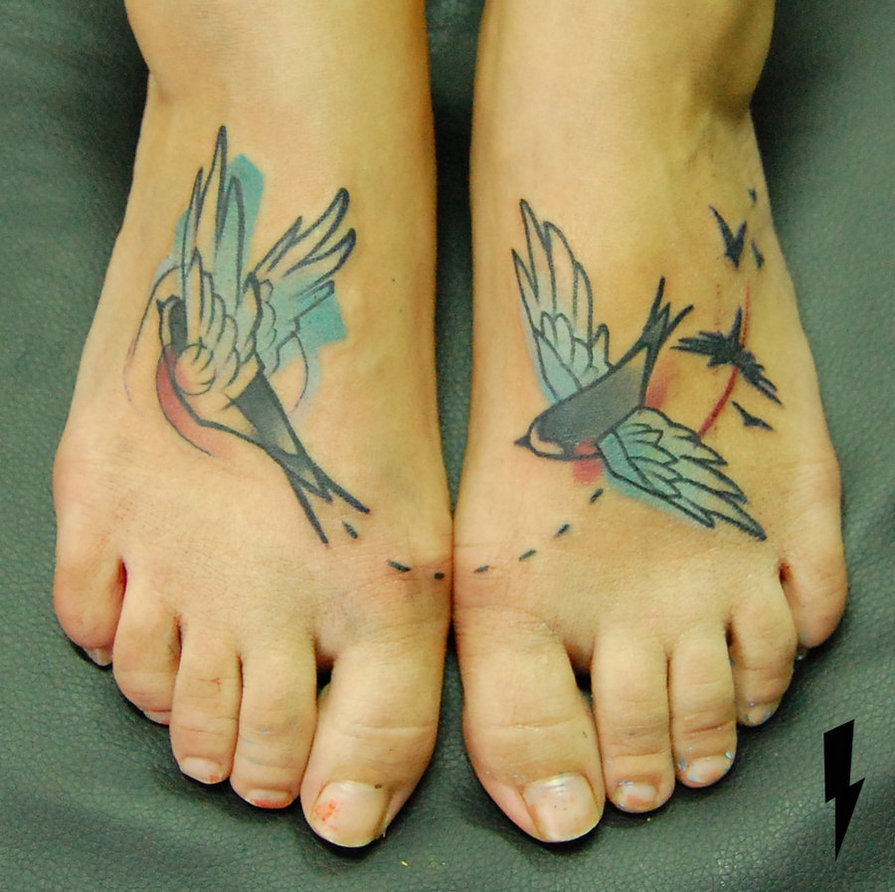 Lovely birds tattoo by Jukan