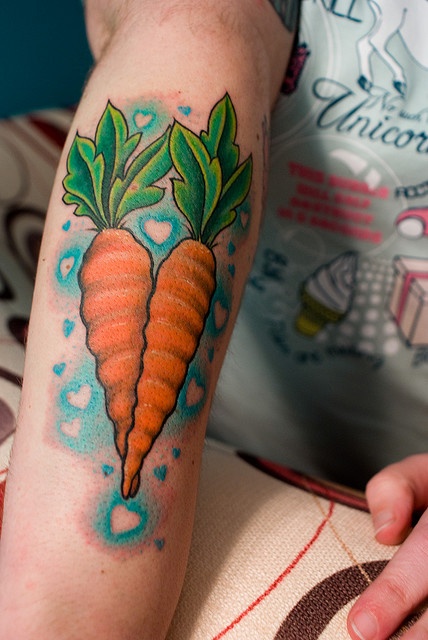 Lovely carrot food tattoo