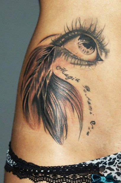 Lovely feather eye tattoo