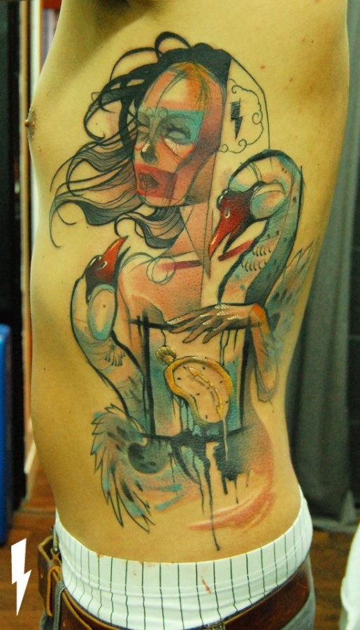 Melting clock tattoo by Jukan