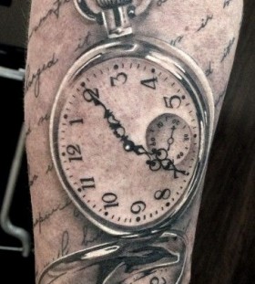 Numbers and clock tattoo