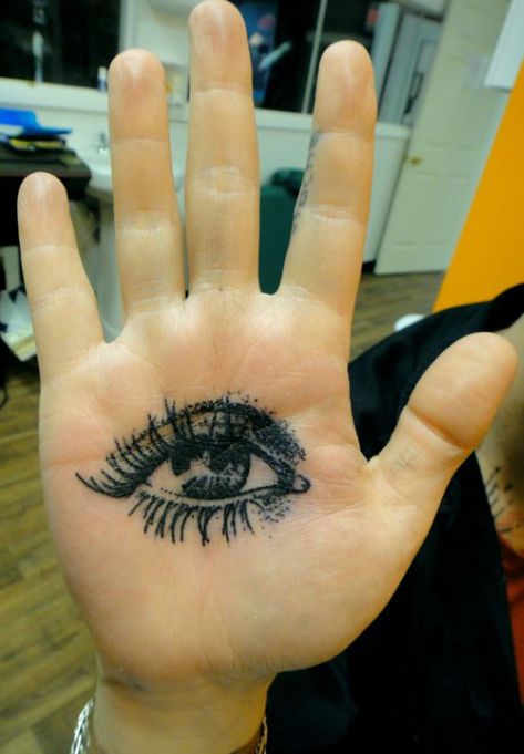 Palm eye tattoo