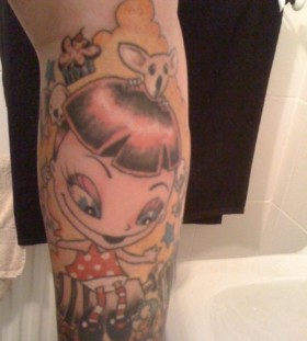 Pretty girl cartoon tattoos