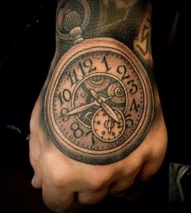 Realistic clock tattoo