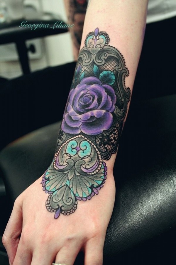 Rose tattoo Purple color