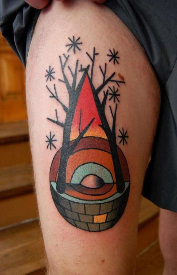 Sectioned sphere abstract character tattoos