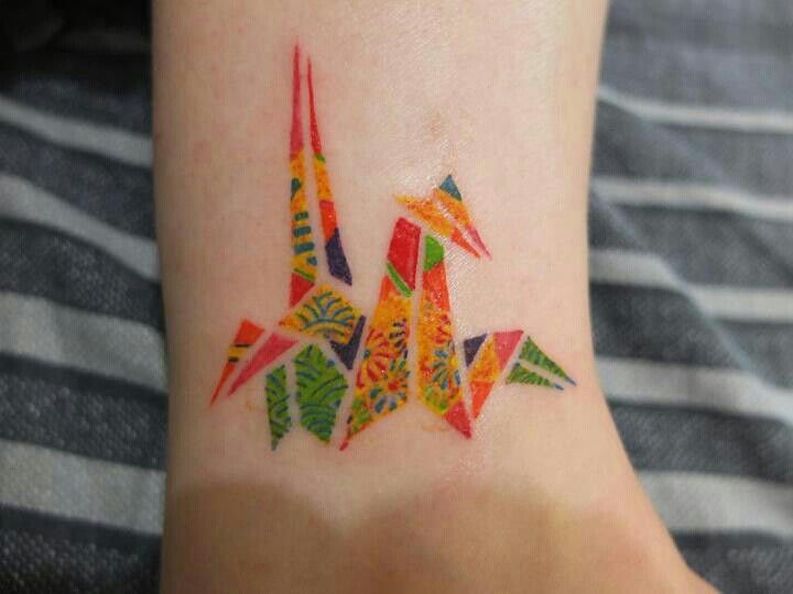 Simple colorful origami tattoo