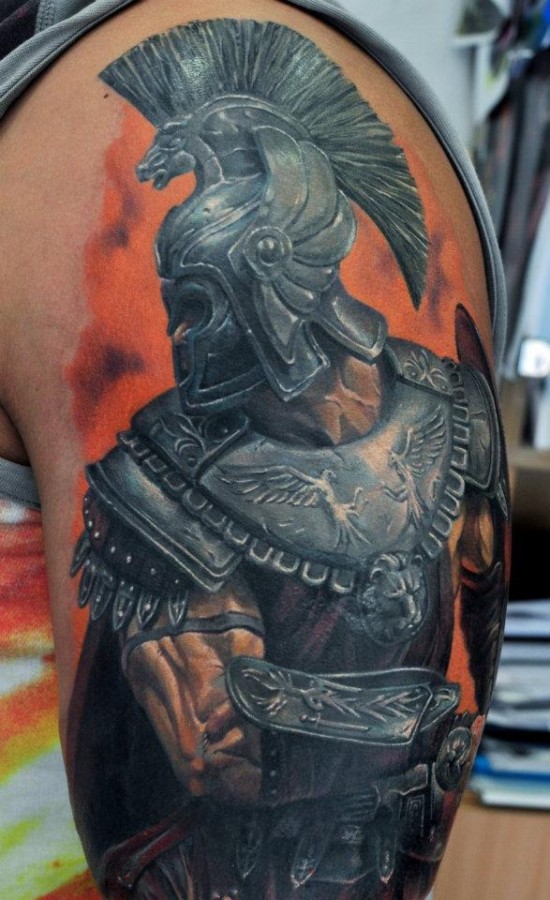 Soldier photorealistic tattoo