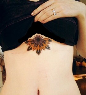 Sunflower chest tattoo