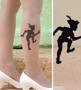 Woman leg Peter Pan tattoo