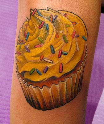 Yellow cake food tattoo