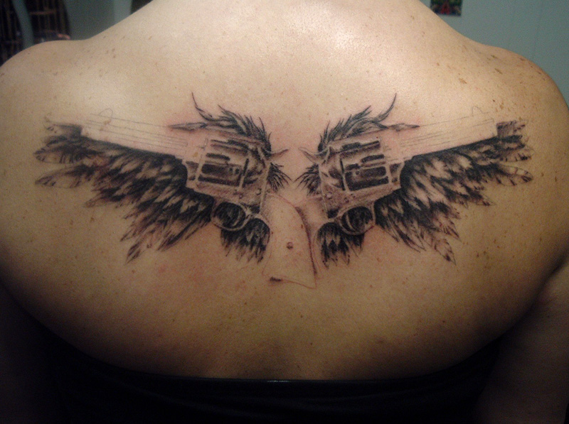 angel guns tattoo