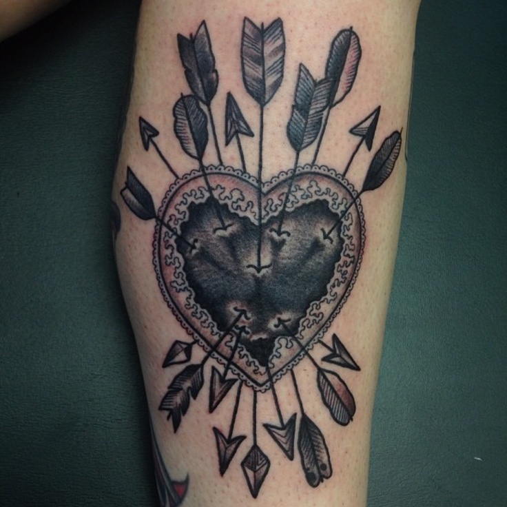 black heart tattoo  arrows