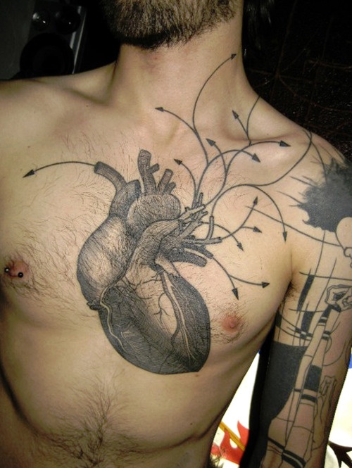 black heart tattoo realistic placement