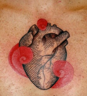 black heart tattoo  with red