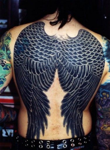 black wings tattoo for man