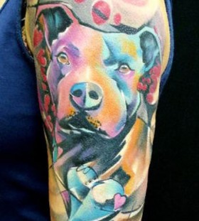 bright color animal tattoos dog