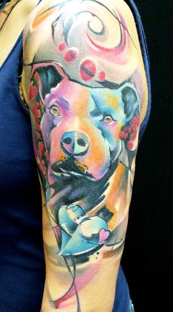 bright color animal tattoos dog