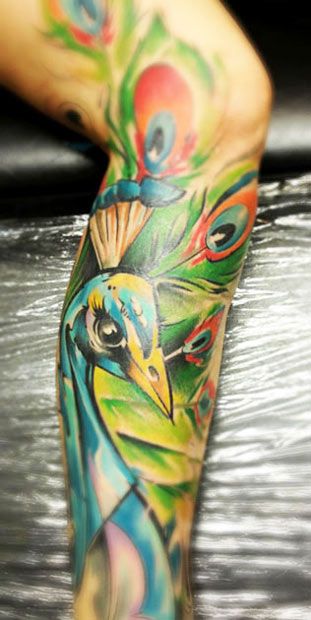 bright color animal tattoos pow