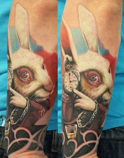 bright color animal tattoos rabbit