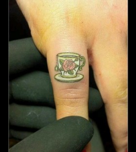 finger tattoo cup of tea