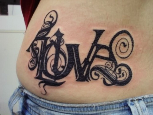 hip tattoo for girl love love