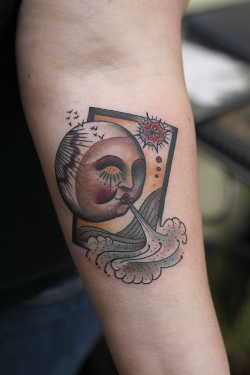 moon tattoo colorful