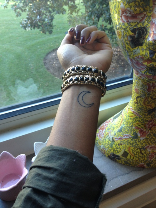 moon tattoo on wrist