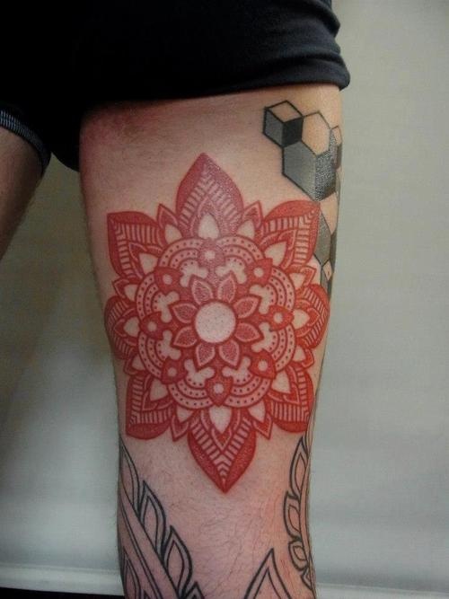 red tattoo geometric