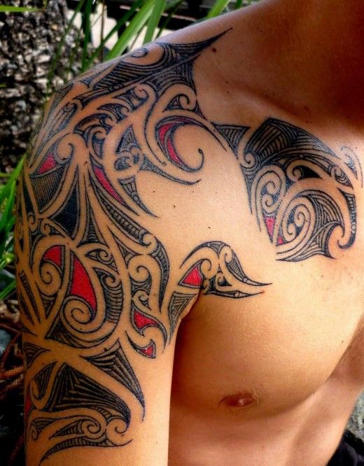 red tribal tattoo beautifully crafted