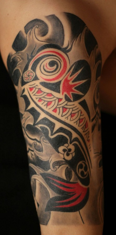 red tribal tattoo carp tattoo