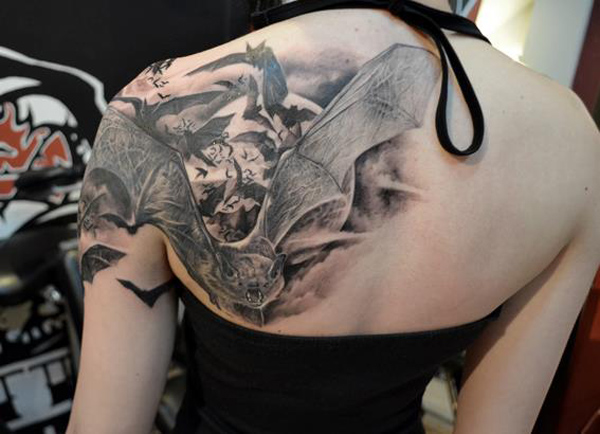 shoulder tattoo bats