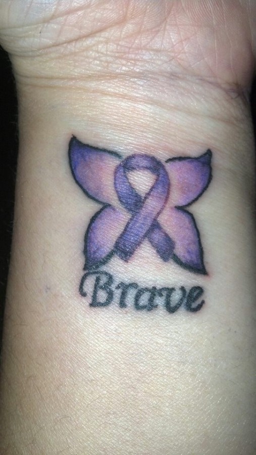 small purple tattoo  brave