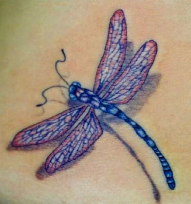 small purple tattoo dragonfly