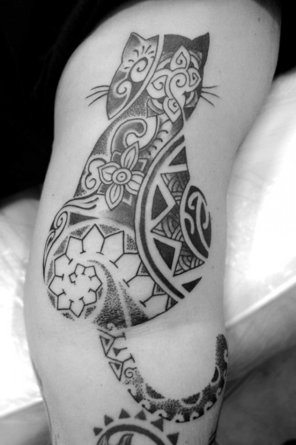 tribal tattoo for girl  cat