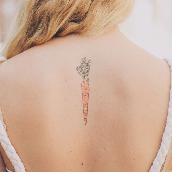 vegetable tattoo carrot on the back