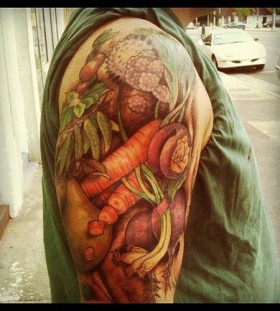 vegetable tattoo shoulder