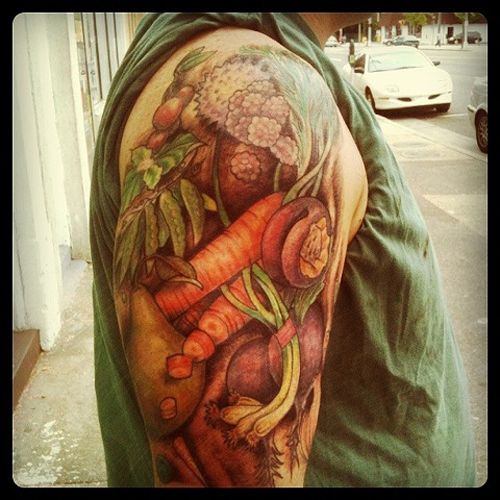 vegetable tattoo shoulder