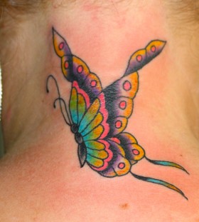 Amazing butterfly on neck