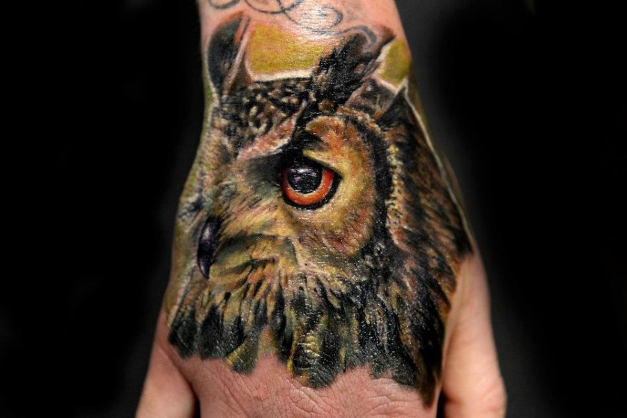 Awesome owl tattoo by Seunghyun JO aka Potter