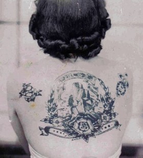 Back retro style tattoo