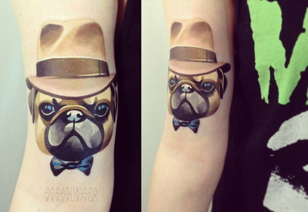 Beautiful dog tattoo on the hand