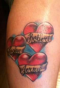 Beautiful red tattoo with names